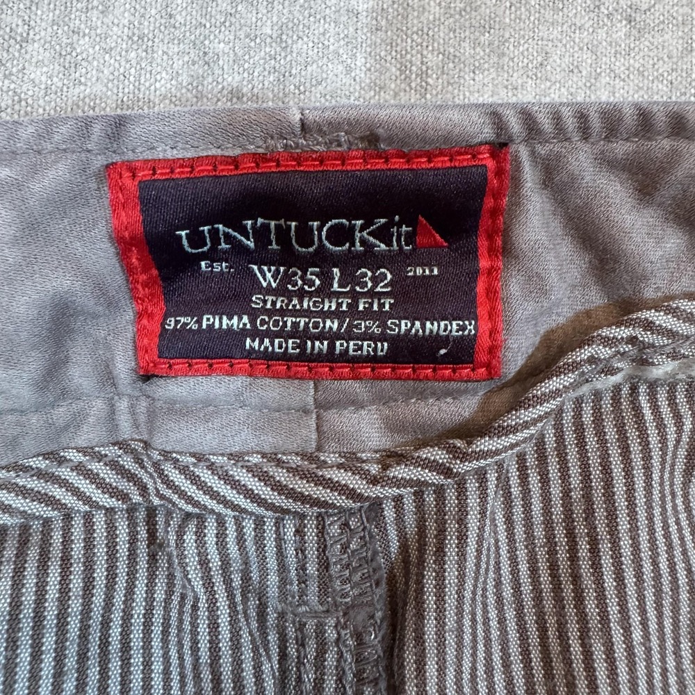 UNTUCKit‎ Pants Mens 35x32 Gray Straight Fit Stretch Pima Cotton Casual Chinos - Picture 4 of 12